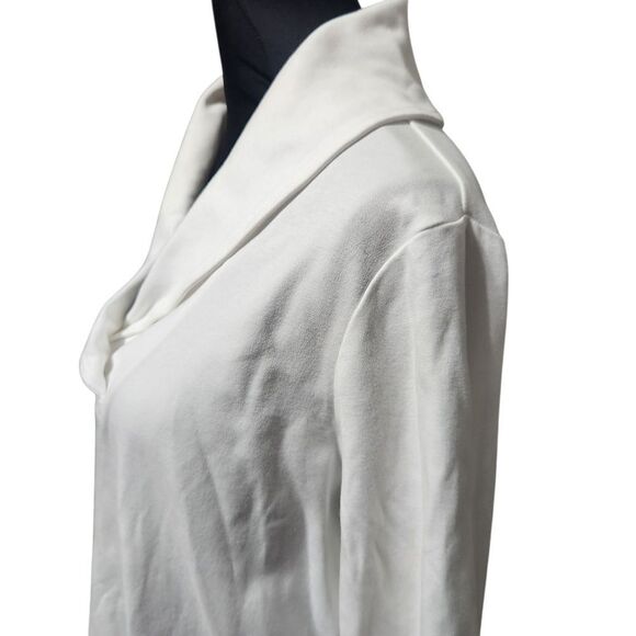 L.L. Bean White Shirt V Wrap Neck Medium Regular Long Sleeve Top Plain - Picture 8 of 10